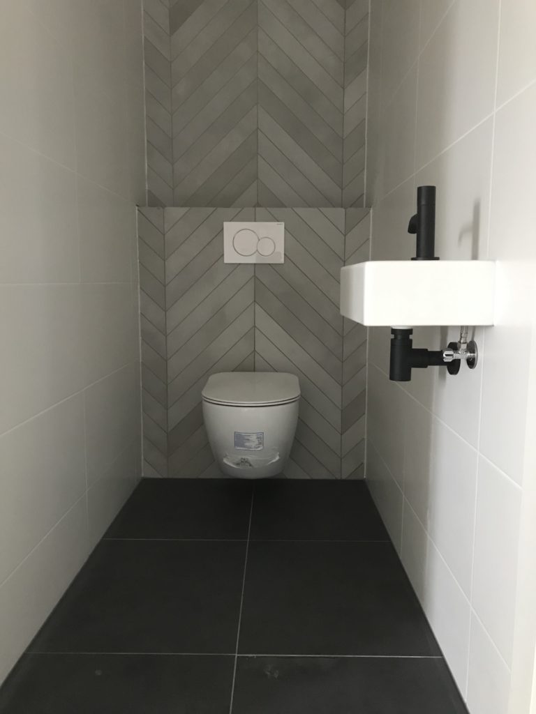 Hangtoilet sanitair tegelwerk Hongaarse punt - Home Repair - Timmerwerk en onderhoud 04